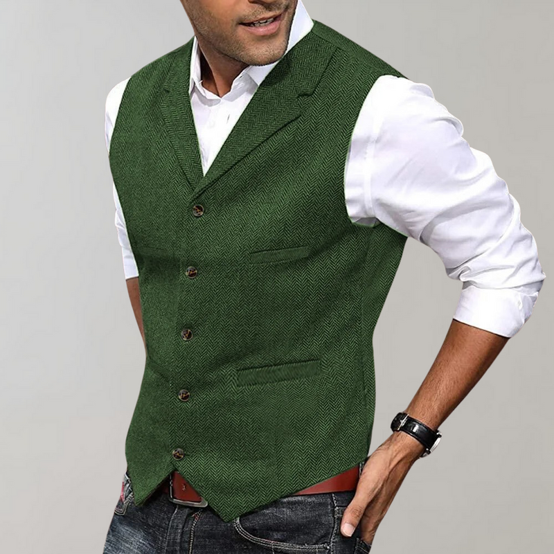 Men's Vintage Textured Waistcoat with Button Front for Smart Casual Looks