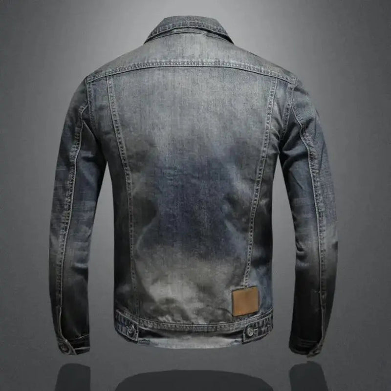 Men's washed denim jacket – back view