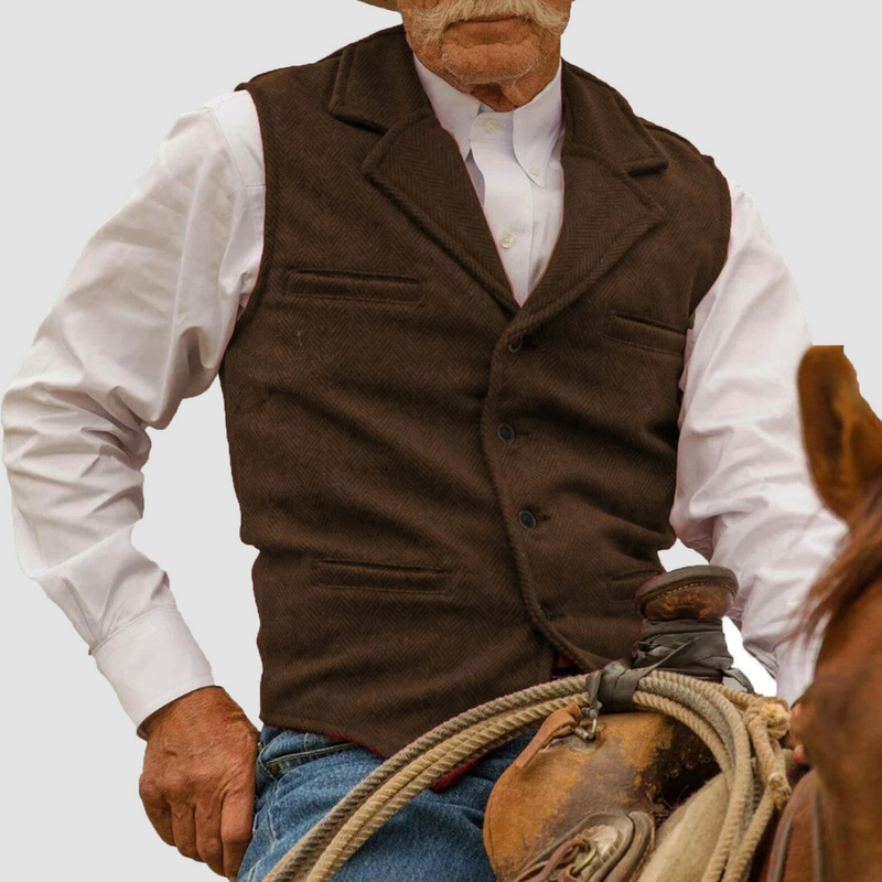 Men's western-style textured waistcoat in brown