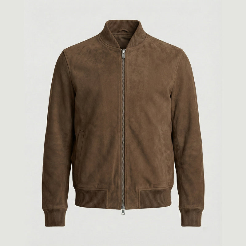Men's zip bomber jacket in brown
