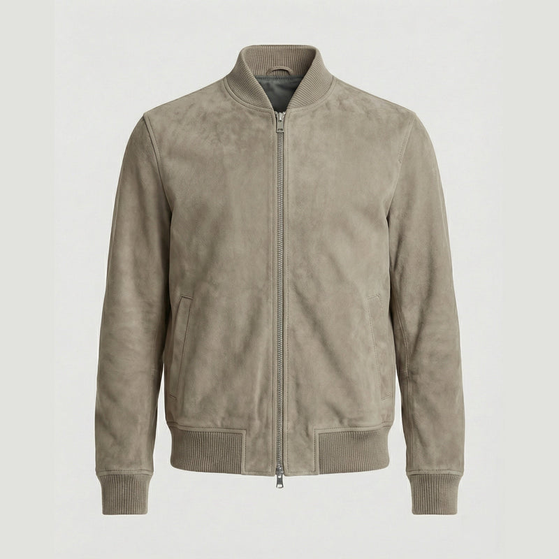 Men's zip bomber jacket in khaki
