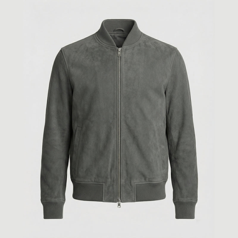 Men's zip bomber jacket in grey