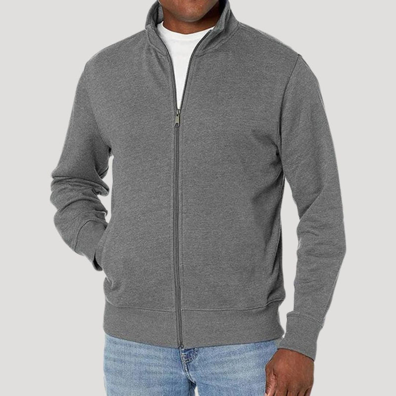 Men's Zip-Up Jacket with Stand Collar for Spring Days