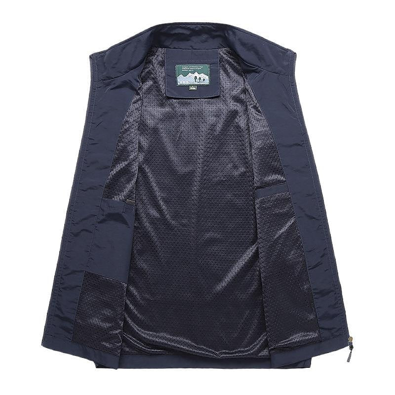 Men's navy blue zip vest – inside view