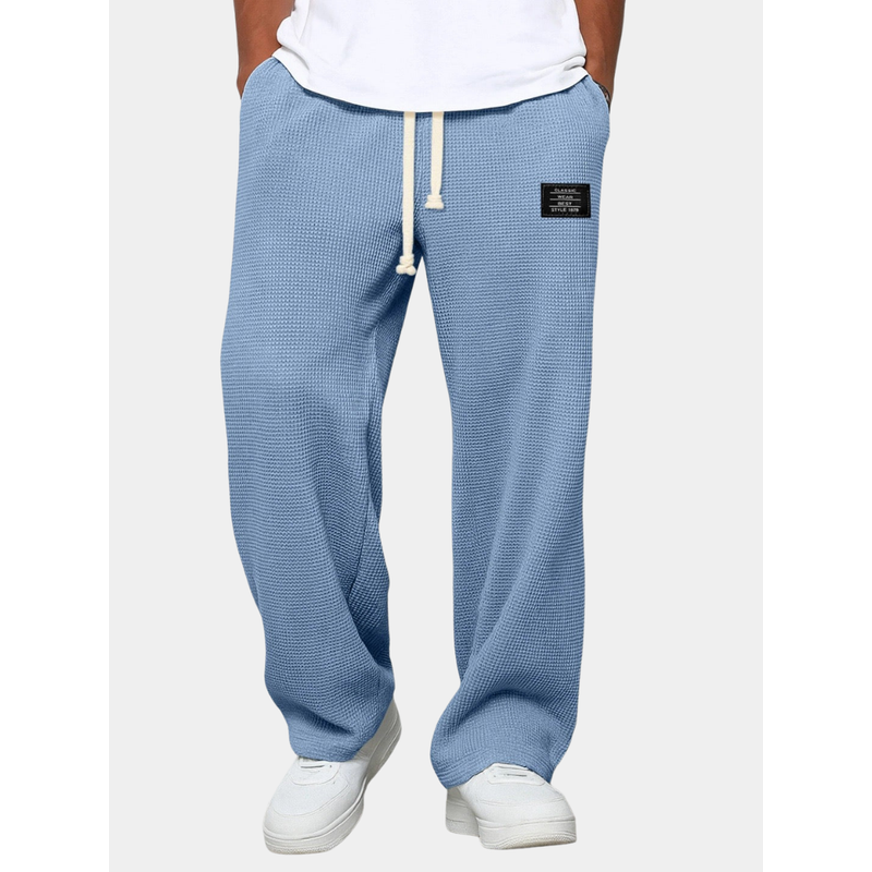 Men's relaxed fit drawstring trousers in cobalt blue