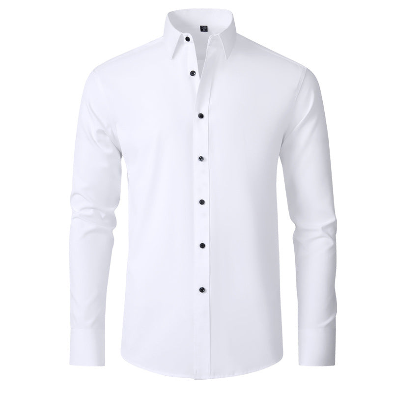 White men's slim fit stretch shirt – front view