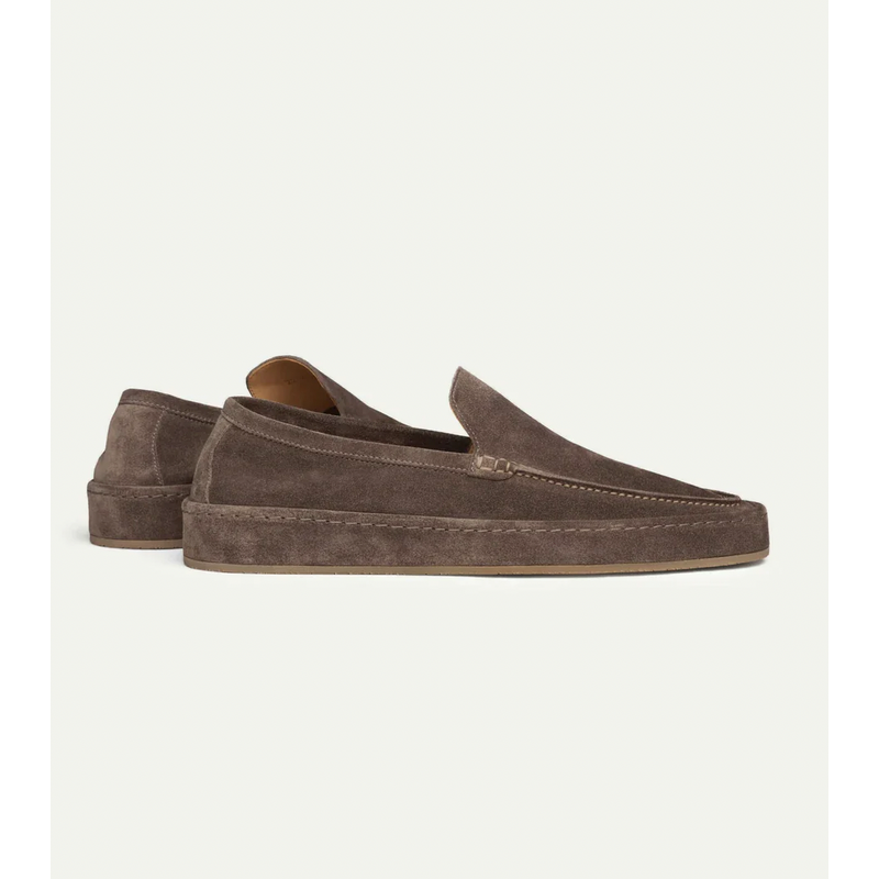 Brown men's slip-on loafers – side view