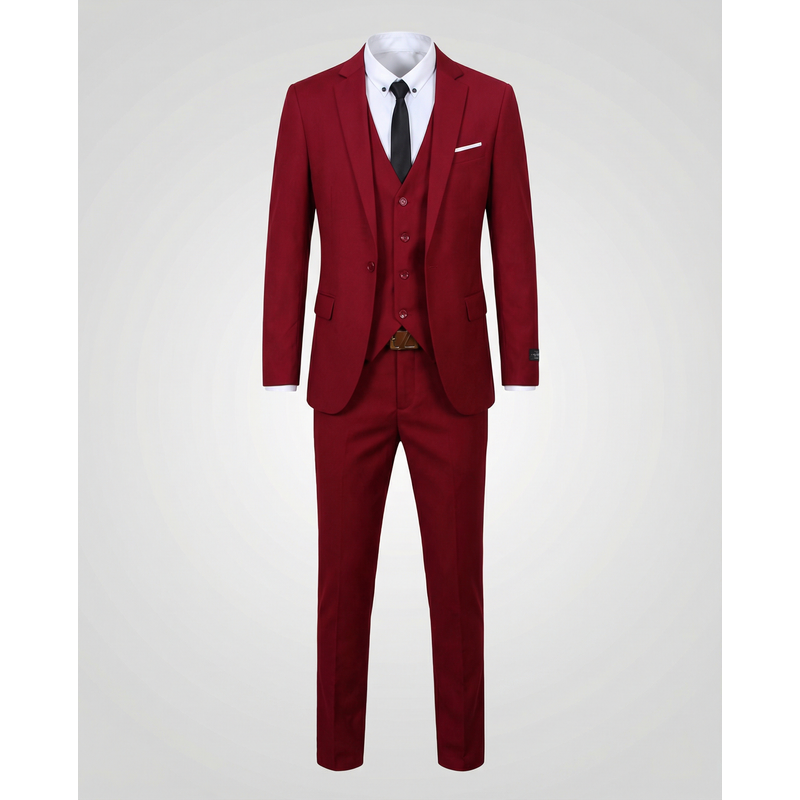 Red men's three-piece suit – front view