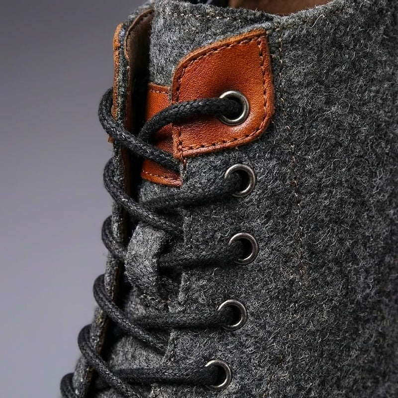 Close-up of lace-up front with metal eyelets