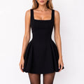 Noirfit - Square Neck Black Mini Dress