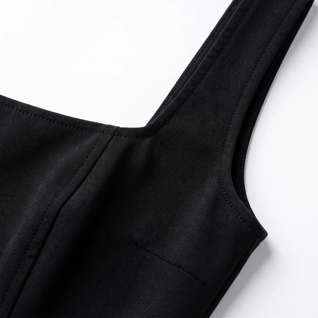 Noirfit - Square Neck Black Mini Dress
