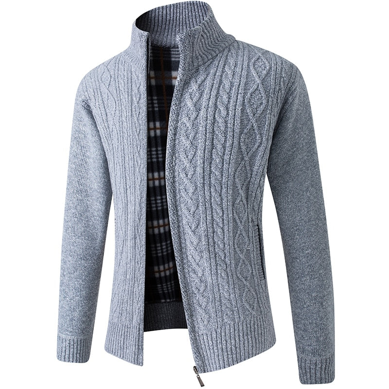 Men's Stand Collar Zip-Up Knit Cardigan for Everyday Wear