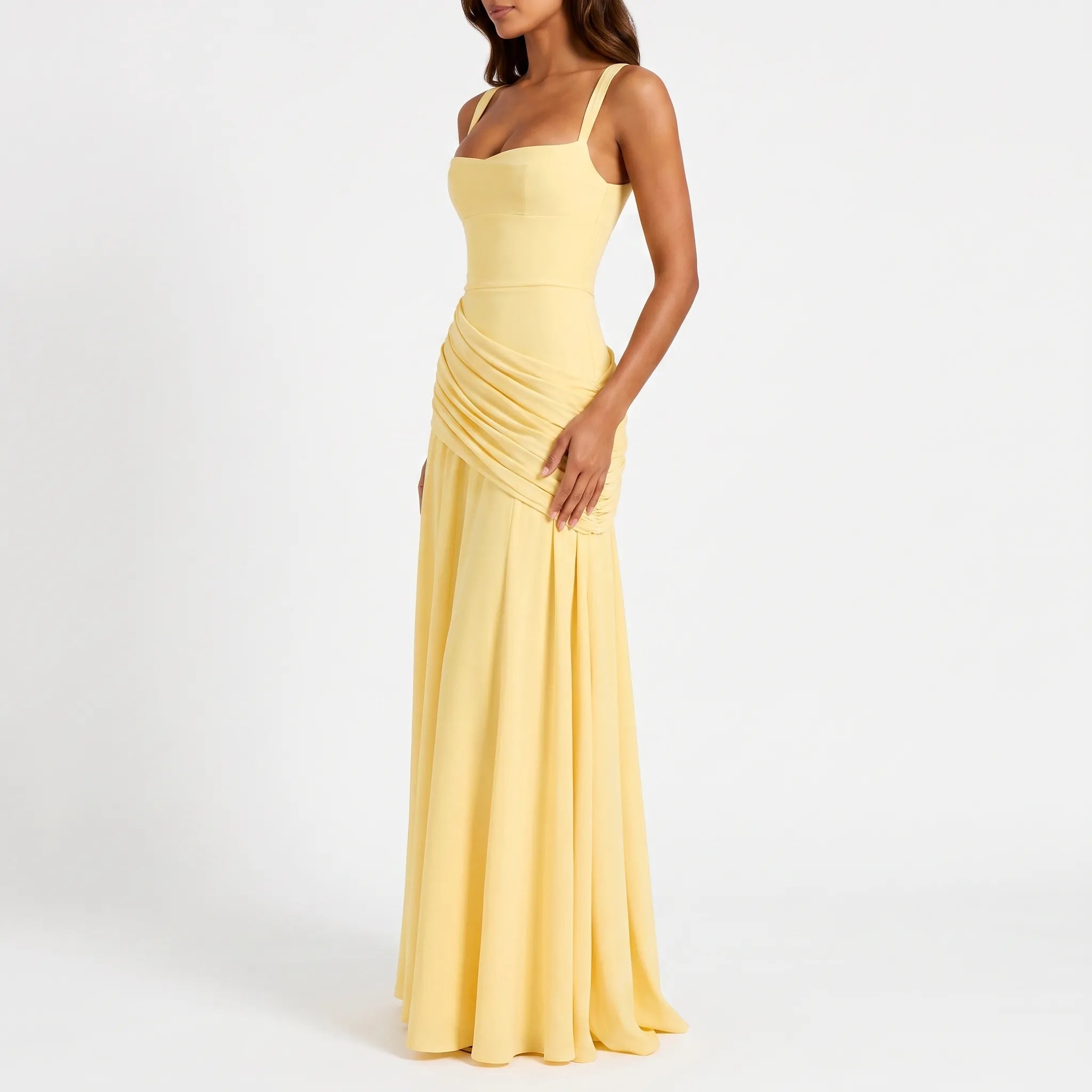 Solara - Formal Ruched Maxi Dress