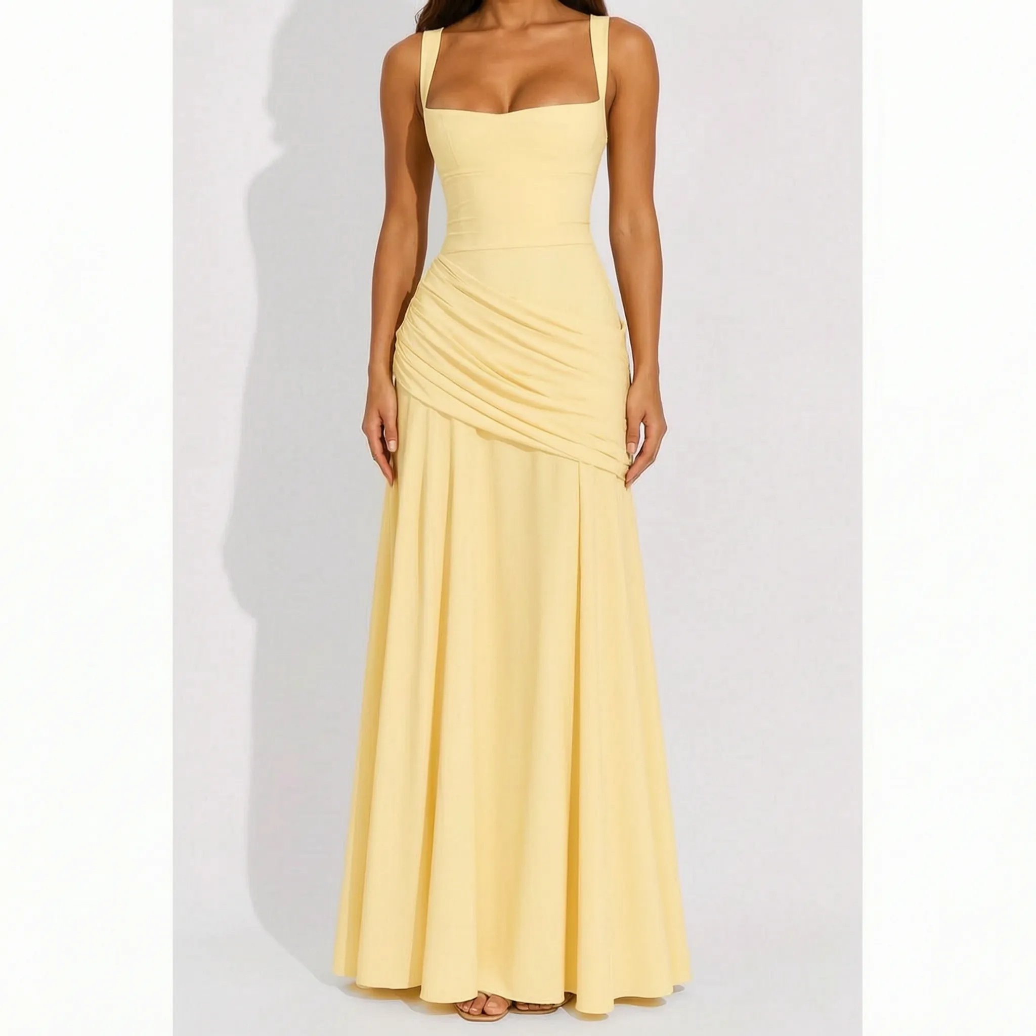 Solara - Formal Ruched Maxi Dress