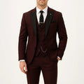 VittorioSuit - Burgundy Tailored Men's Three-Piece Suit
