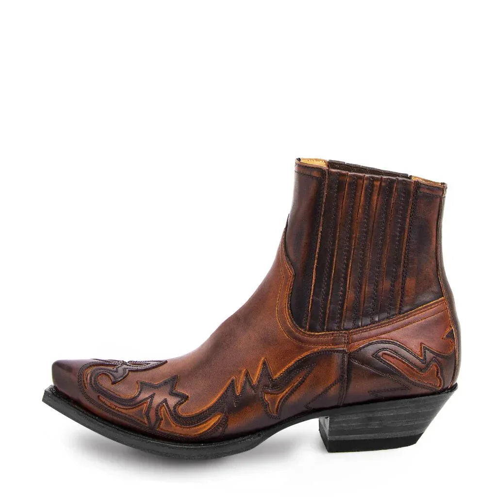 Western Ankle Boots with Decorative Stitching