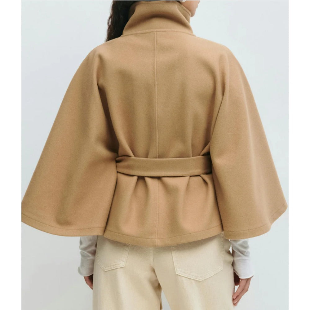 Women's Belted Cape Coat for Autumn Winter Wear