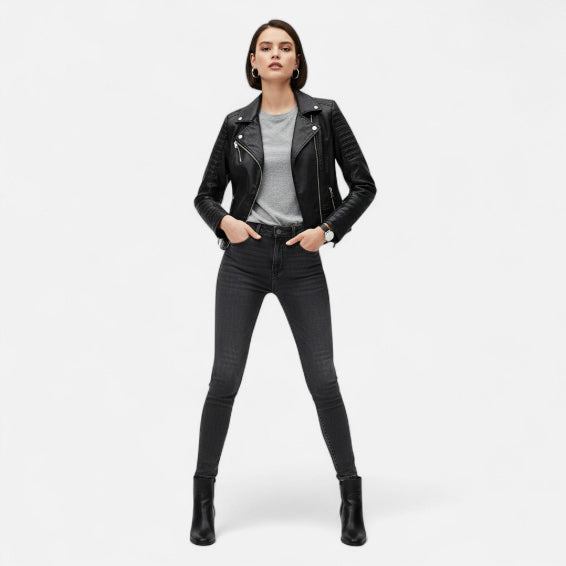 Women's Biker Jacket for Autumn Winter Styling