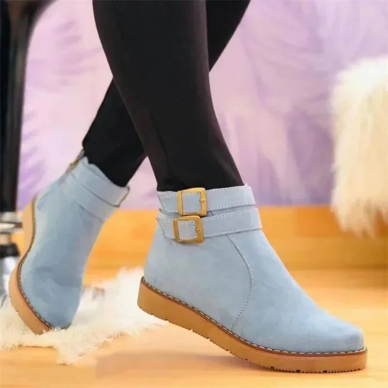 Women's Buckle Ankle Boots for Autumn Winter Wear