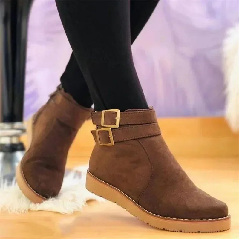Women's Buckle Ankle Boots for Autumn Winter Wear