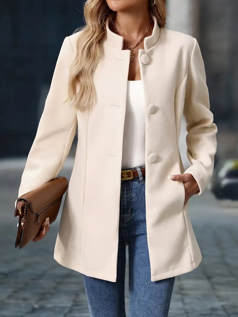 Women's Button Front Long Blazer for Autumn Winter