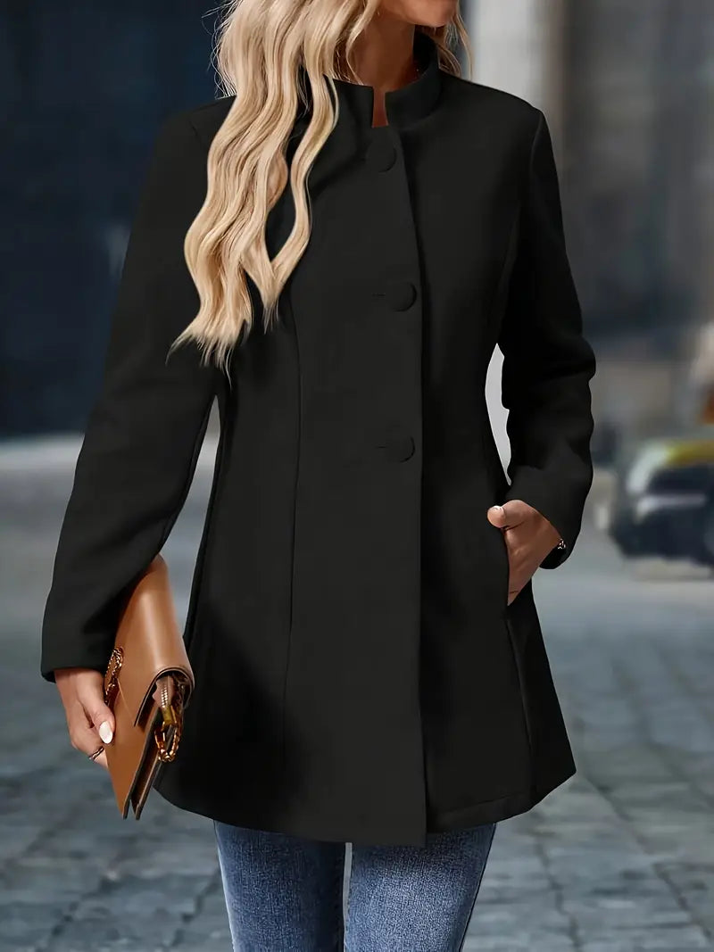 Women's Button Front Long Blazer for Autumn Winter