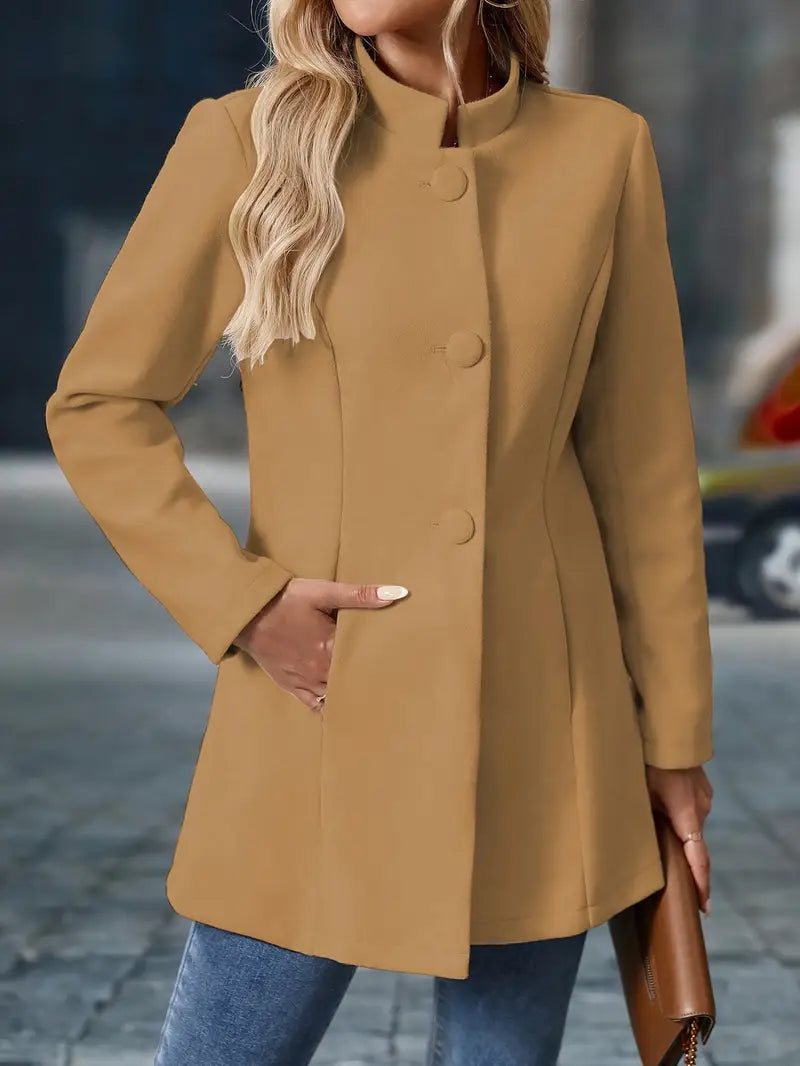 Women's Button Front Long Blazer for Autumn Winter