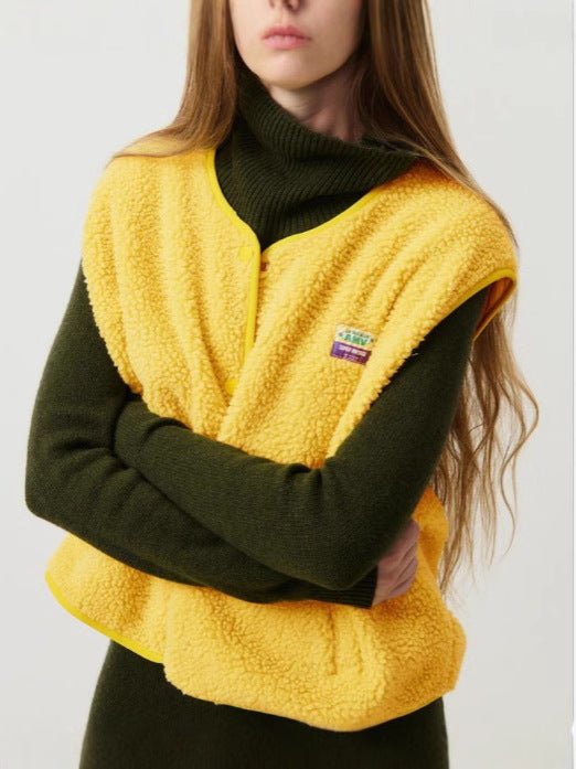 Women's Button Front Vest for Autumn Winter Wear