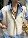 Women's Button Front Vest for Autumn Winter Wear