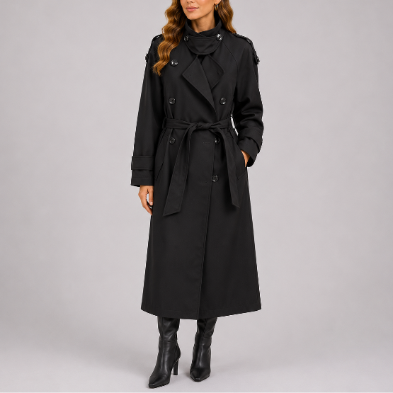 Women's Classic Belted Trench Coat for Spring Autumn