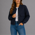 Women's Classic Front Bomber Jacket for Everyday Wear