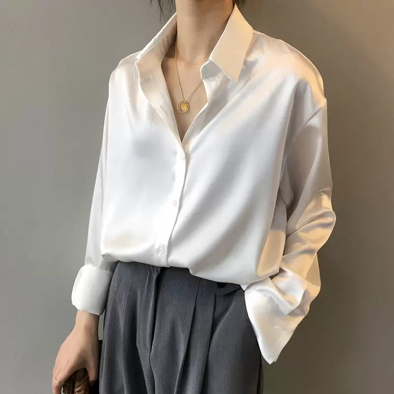 Women's Collared Blouse for Spring Autumn Everyday Wear