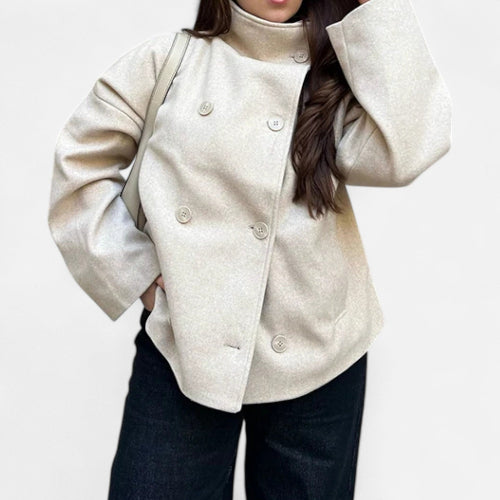 Women's Double Breasted Coat for Autumn Winter Wear