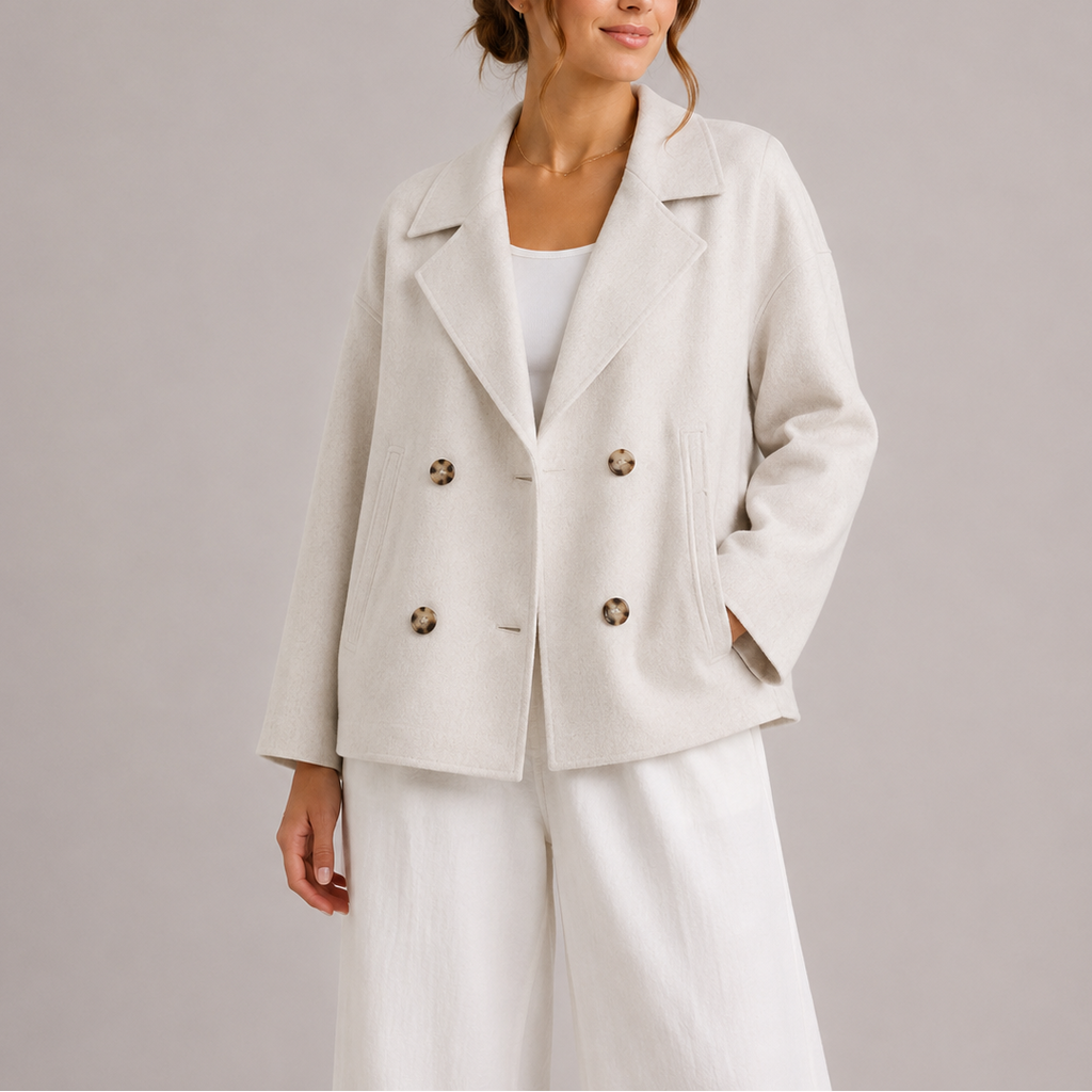 Women's Double Breasted Notched Collar Jacket Everyday Wear