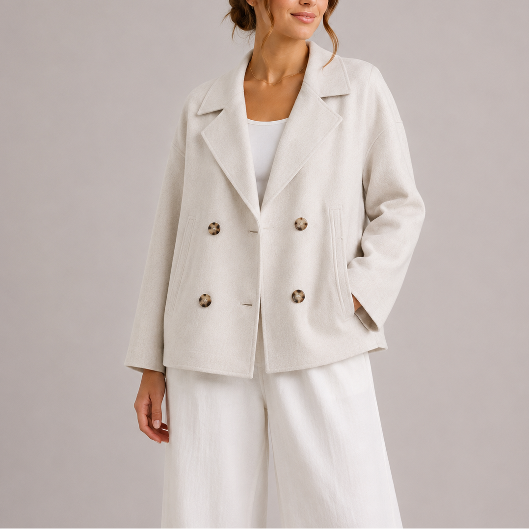 Women's Double Breasted Notched Collar Jacket Everyday Wear