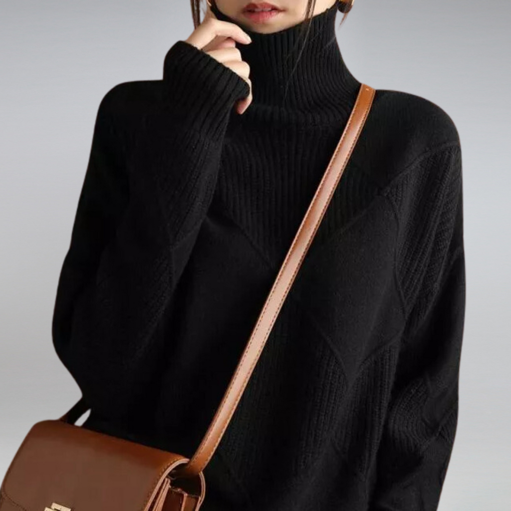 Women's Geometric Turtleneck Sweater for Autumn Winter Wear