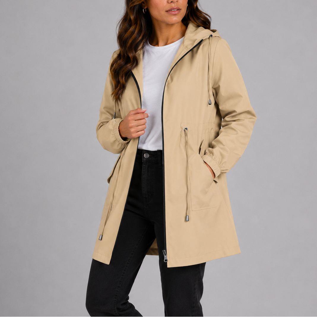 Women's Hooded Longline Utility Jacket for Everyday Wear