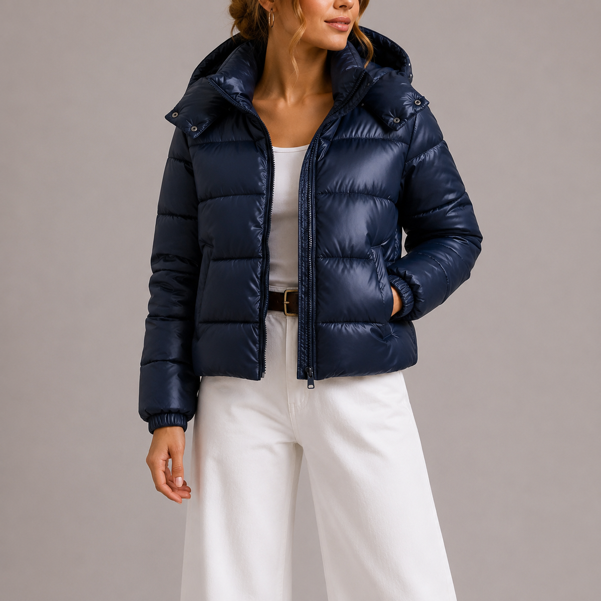 Women's Hooded Puffer Jacket for Autumn Winter Wear
