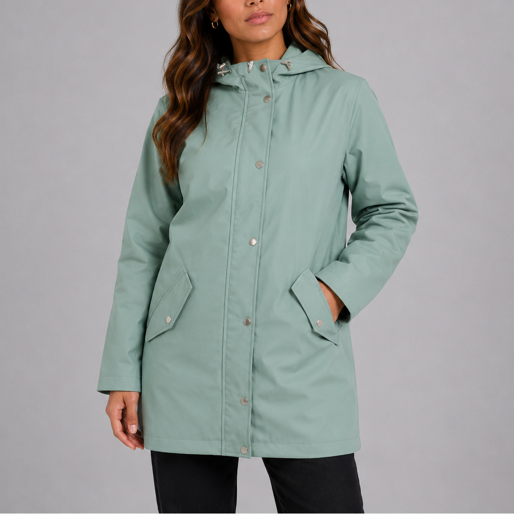 Women's Hooded Snap Front Jacket for Everyday Wear
