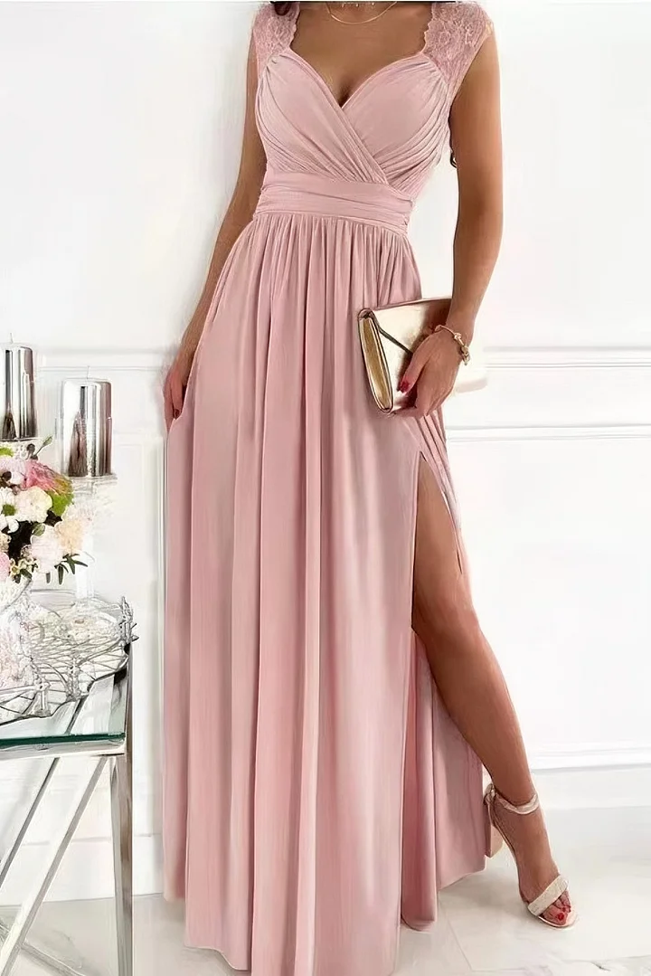 Women's Lace Dress with Back Opening Romantic Evening Elegant