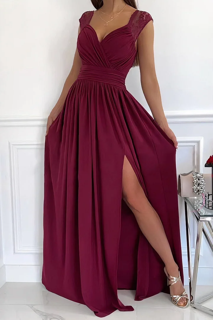 Women's Lace Dress with Back Opening Romantic Evening Elegant