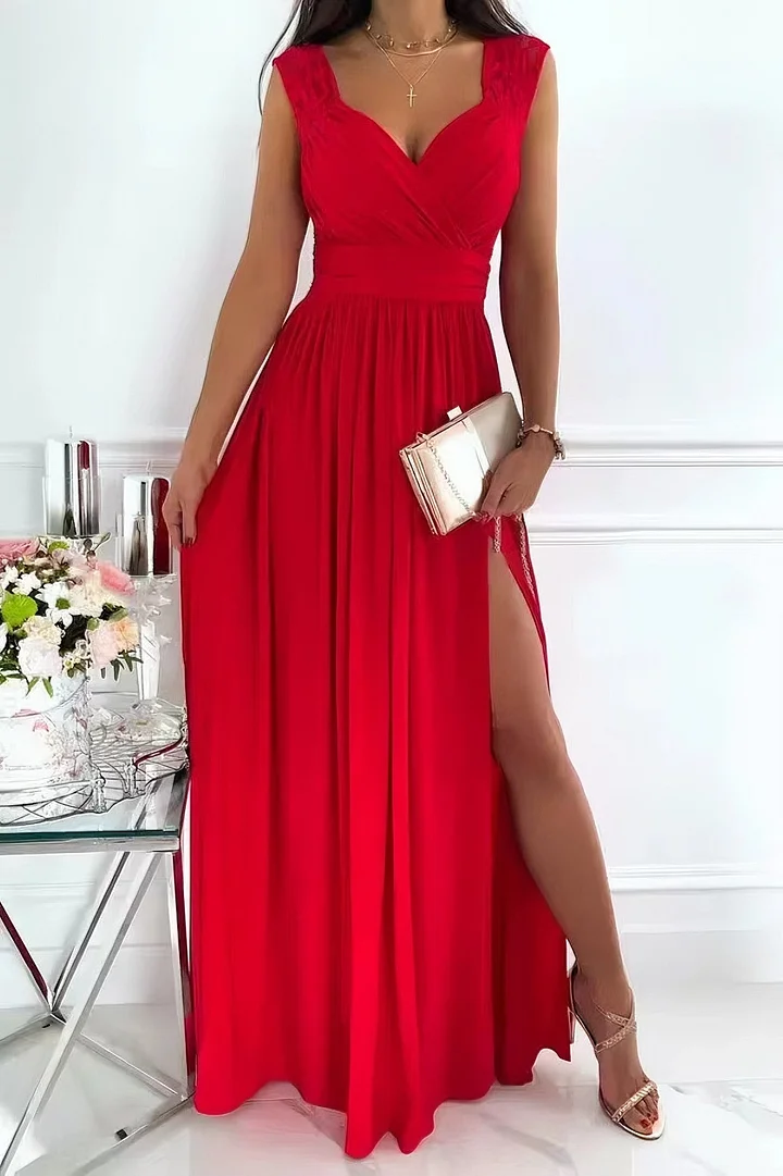 Women's Lace Dress with Back Opening Romantic Evening Elegant
