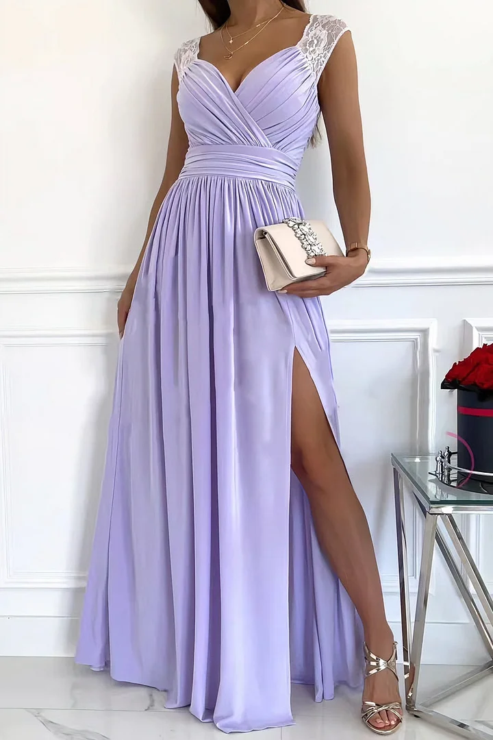 Women's Lace Dress with Back Opening Romantic Evening Elegant