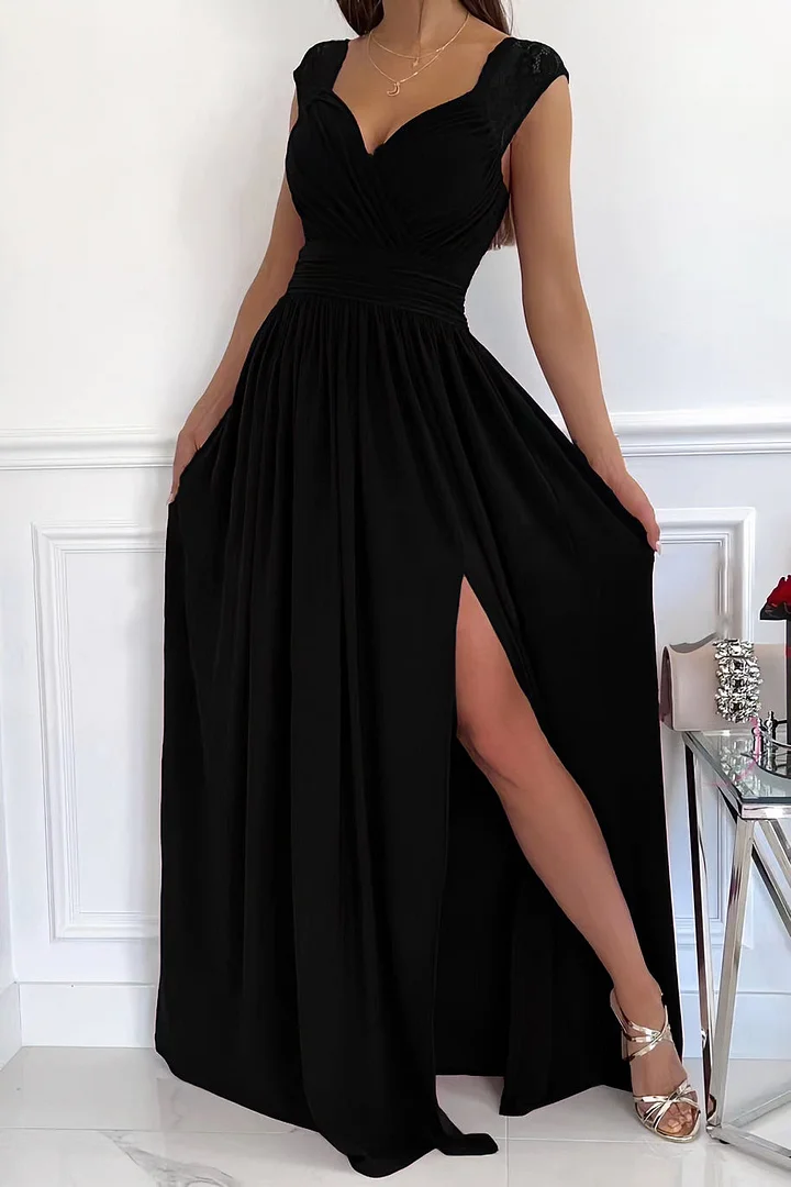 Women's Lace Dress with Back Opening Romantic Evening Elegant