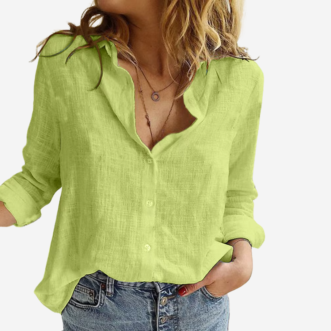Women's Linen Blouse with Linen Blend Elegant