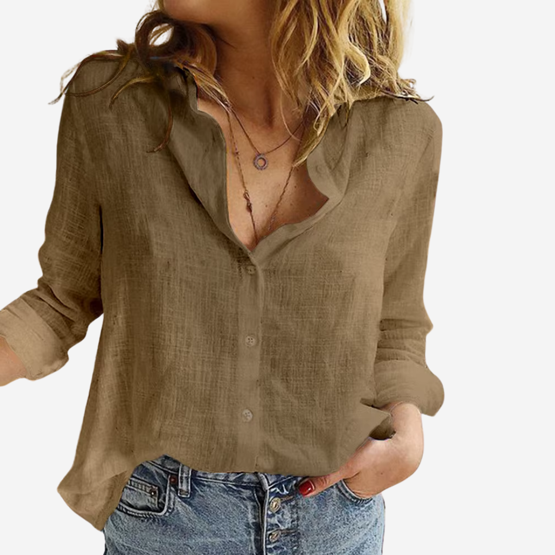 Women's Linen Blouse with Linen Blend Elegant