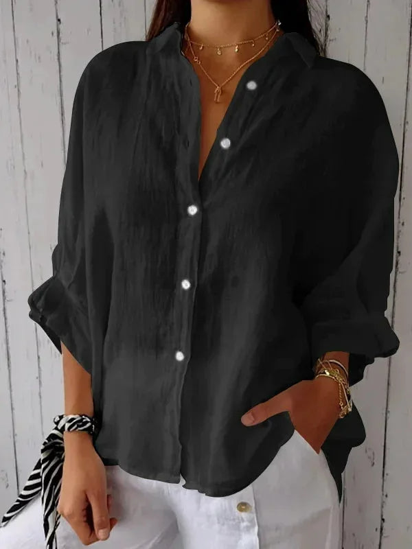 Women's Linen Shirt with Cotton Blend for Summer