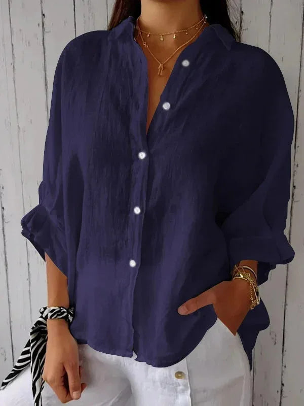 Women's Linen Shirt with Cotton Blend for Summer
