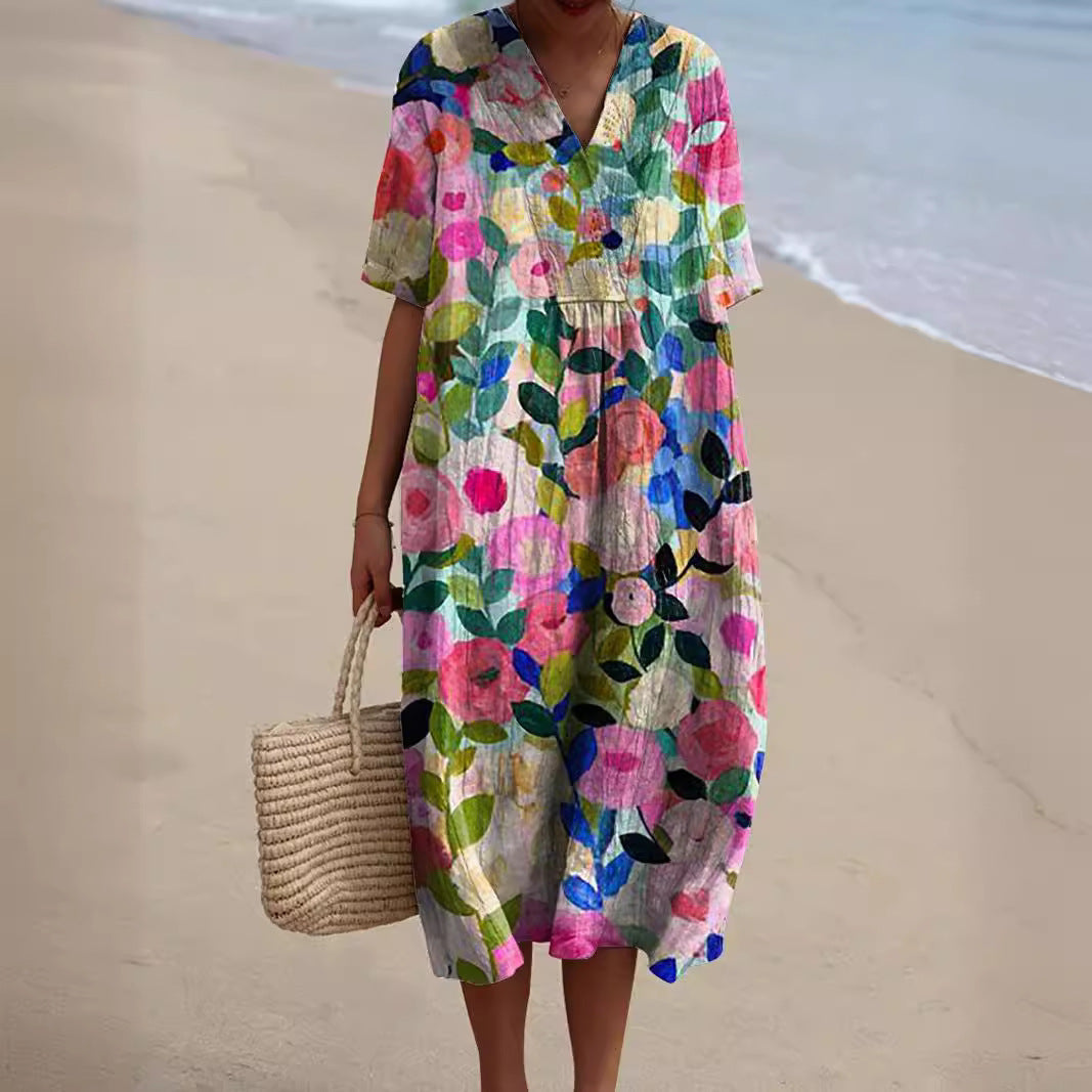 Women's Mid-Length Dress for Warm Season Occasions