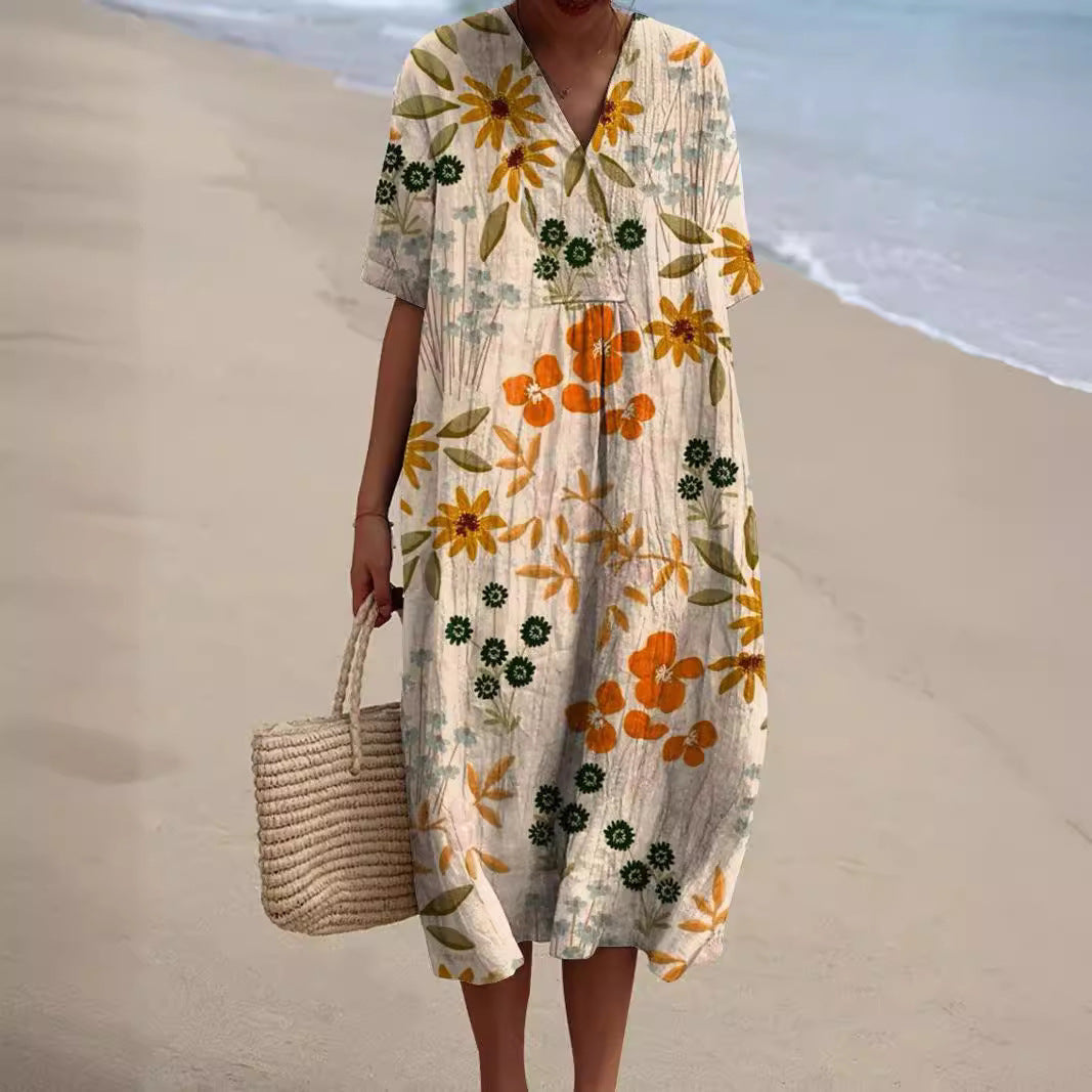 Women's Mid-Length Dress for Warm Season Occasions